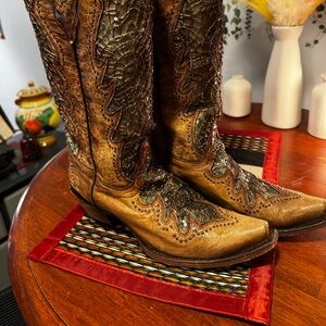 Corral Distressed Brown and Tan Leather Boots